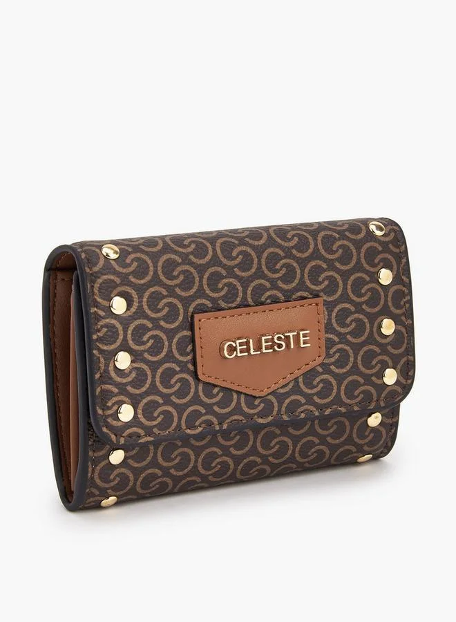 سيليست Stud Embellished Wallet with Button Closure